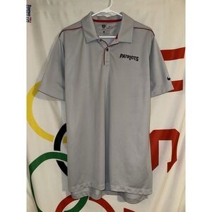 Nike New England Patriots Polo Shirt Mens Large Gray Short Sleeve NFL Football